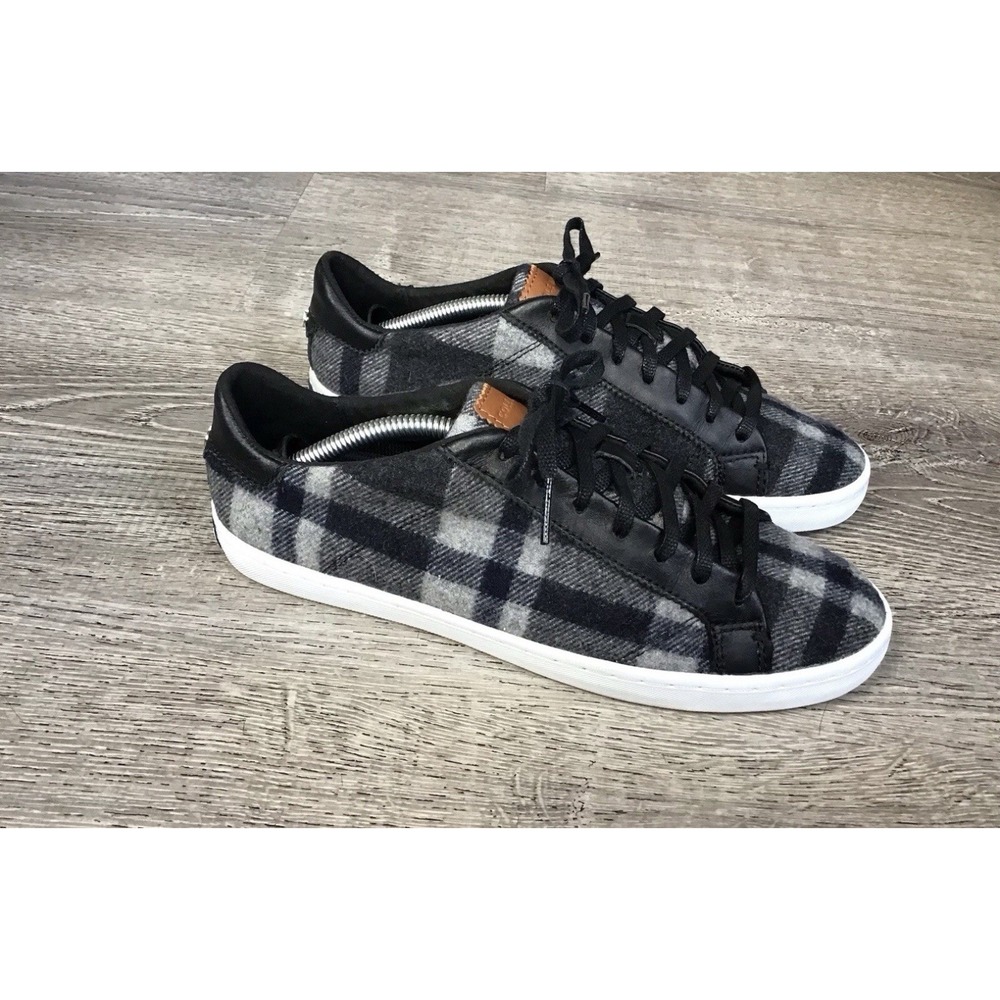 Cole Haan Shoes Womens Size 7.5 Gray Black White Plaid Lace Up Low Top Sneakers